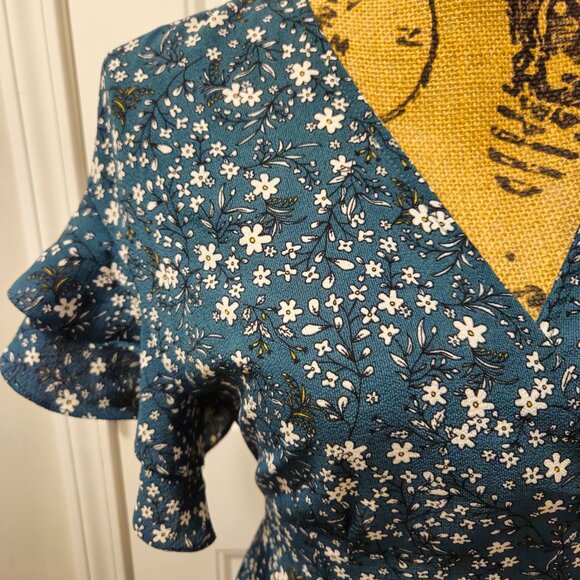 *SOLD X LIST*Max Studio Floral Green Dress Size M - Picture 4 of 12